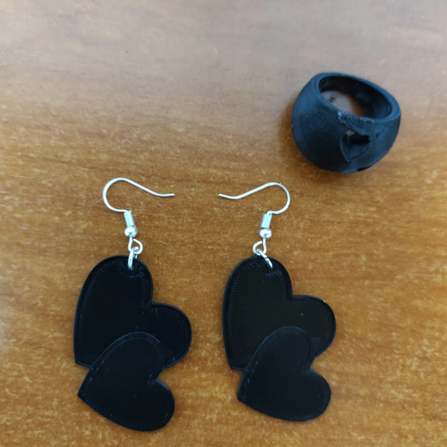 Set Pendientes y Anillo Corazón