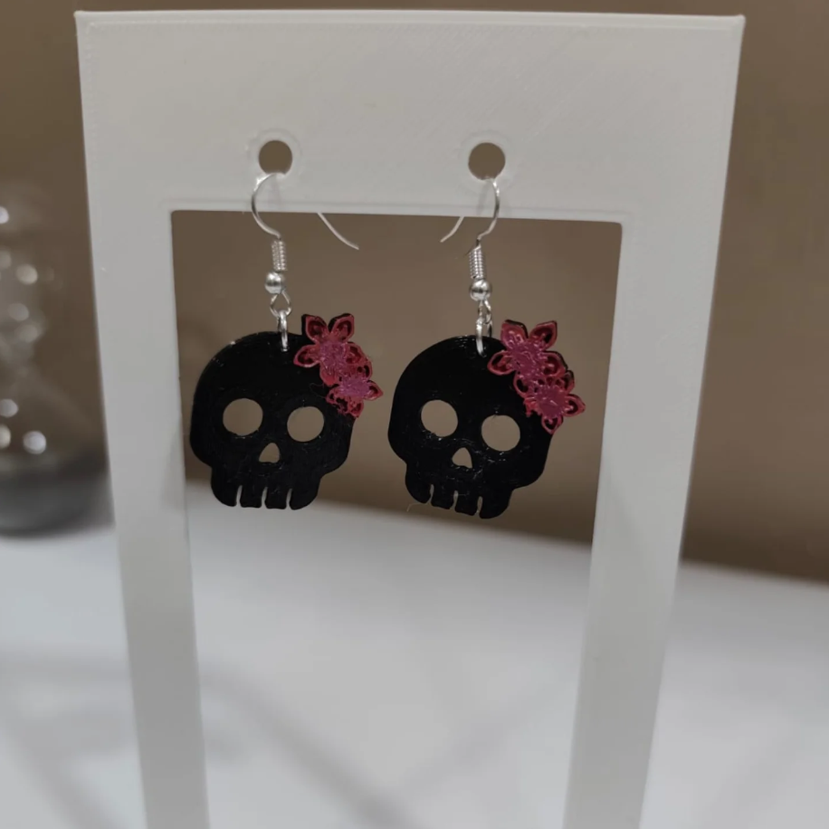 Pendientes Calavera con Flores